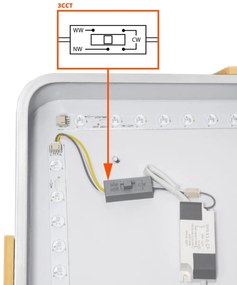 Plafoniera LED Quadrata 18W CCT 30x30cm Legno/Bianco
