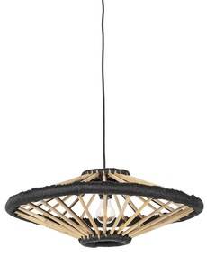 Lampada a sospensione orientale in bambù e nero 60 cm - Evalin