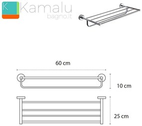 Kamalu - portsalviette a barre 60cm per albergi in acciaio inox | mira-c