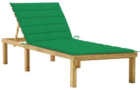 Lettino Da Giardino Con Cuscino Verde Legno Di Pino Impregnato /