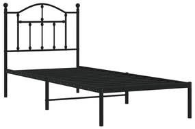 Giroletto con testiera in metallo nero 80x200 cm