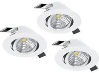 Faretto Ad Incasso Moderno Saliceto In Alluminio Bianco 3 Luci Led 6W 4000K