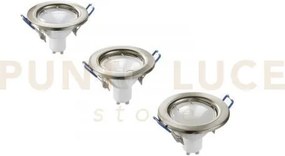 Kit 3 pezzi incassi led matrix nikel 3 luci attacco gu10 5w 430lm 3...