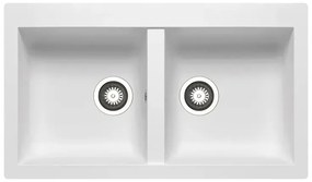 Lavello integrato 2 vasche DELINIA Scirocco resina L 50 x L 86 cm bianco