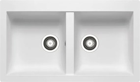 Lavello integrato 2 vasche in resina bianco DELINIA Scirocco L 50 x L 86 cm