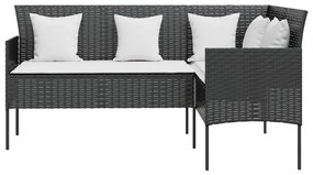 Set mobili 5 pz divano a l con cuscini in polyrattan nero