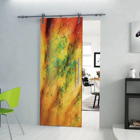 Porta scorrevole Astratto in alluminio multicolore, L 88 x H 215 cm, con binario Lux Destra