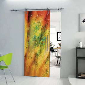 Porta scorrevole destra Astratto in alluminio multicolore, L 88 x H 215 cm, con binario Lux