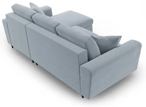 Divano angolare azzurro allungabile e con contenitore con rivestimento in velluto Kyoto – Cosmopolitan Design