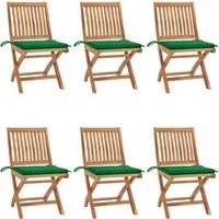 Sedie da Giardino Pieghevoli con Cuscini 6 pz Massello di Teak 3072839