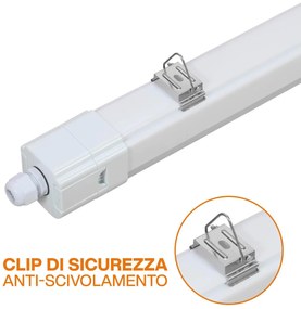 Plafoniera LED Stagna 150cm 48W 120lm/w IK08 IP66 CCT Colore Bianco Variabile CCT
