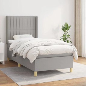 Giroletto A Molle Con Materasso Grigio Chiaro 90x200 Cm Tessuto /