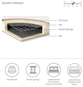 Letto boxspring marrone chiaro 140x200 cm Dove - Maison de Rêve