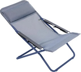 Sedia a sdraio da giardino in acciaio blu con braccioli Transabed LAFUMA MOBILIER, seduta in pvc tessuto blu