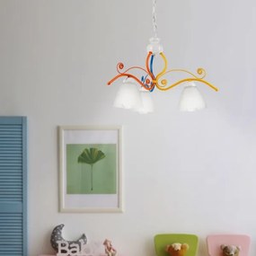 Lampadario a sospensione con catena RETRO 3xE27/60W/230V bianco/colorato