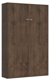 Letto matrimoniale francese a scomparsa 140 verticale Kentaro con colonna e pensili, Noce / Classic