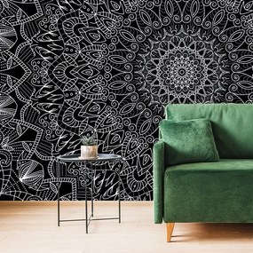 Carta da parati – Mandala ornamentale dettagliata in bianco e nero