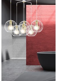 Lampadario Contemporaneo Omoikane Acciaio Bianco 6 Luci E27 Ip20