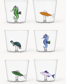 Set 6 bicchieri acqua in vetro borosilicato fatti a mano Marine Garden