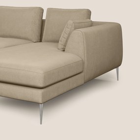 Plano divano moderno angolare con penisola in microfibra smacchiabile T11 tortora
