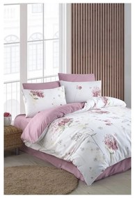 Biancheria da letto bianca/rosa per letto matrimoniale/per letto prolungato con lenzuolo incluso/4 pz 200x220 cm Floral – Mila Home