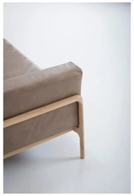 Divano in pelle di bufalo marrone chiaro con struttura in rovere massiccio , 240 cm Fawn - Gazzda