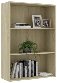 Libreria 3 Ripiani Rovere Sonoma 80x30x114 cm Legno Multistrato