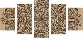 Quadri 5 pezzi – Mandala con motivo naturale astratto