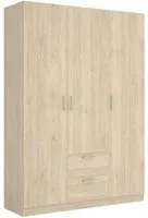 Guardaroba Dacca, Mobile appendiabiti per camera da letto, Armadio a 3 ante battenti e 2 cassetti, 150x52h215 cm, Rovere