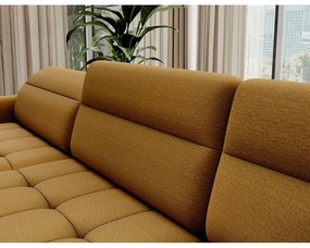 Divano angolare giallo allungabile/con contenitore (con penisola a destra/a U) e rivestimento in velluto Berrto – ELTAP