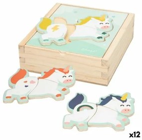 Puzzle di Legno per Bambini Mr. Wonderful Unicorno + 3 anni 3 Pezzi (12 Unità)