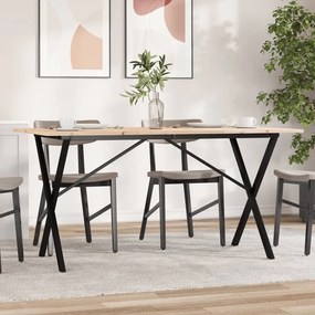 Tavolo Da Pranzo Telaio A X 160x80x75 Cm Legno Pino E Acciaio /