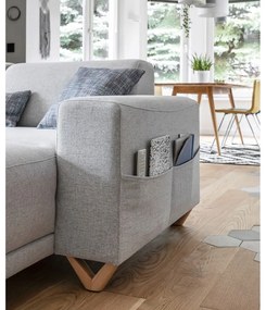 Divano angolare grigio chiaro allungabile e con contenitore (penisola a sinistra/a U) Classy Sophie – Miuform