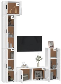 Set di mobili porta tv 5 pz bianco lucido in legno multistrato