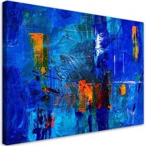 Quadro su tela, Mano di astrazione blu pinto  Dimensioni 60x40