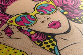 Stampa su tela – Donna con capelli rosa