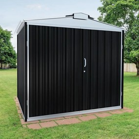 Casetta da giardino in acciaio grigio 2 x 3.5 m, superficie esterna 6.95 m² e spessore parete 60 mm, senza pavimento porta a due ante, SAPIL Atlanta