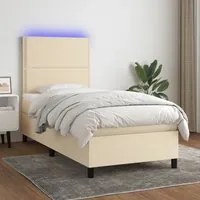 Letto a Molle con Materasso e LED Crema 90x190 cm in Tessuto cod mxl 58640