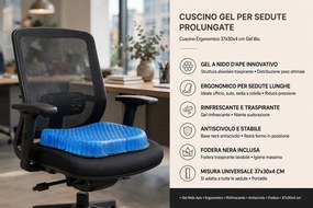 Cuscino Gel per Sedute Prolungate 37x30x4 cm Ergonomico...