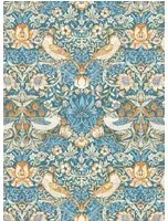 Clarke & Clarke Carta da parati Strawberry Thief - Denim/ Spice