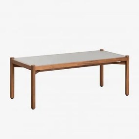 Tavolino in Cemento e Legno di Acacia Gamila Grigio & 110 x 50 cm - Sklum