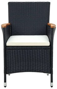 Set mobili da giardino 9 pz con cuscini in polyrattan nero