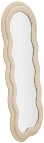 Specchio Murale Elegante Miki in Velluto Crema 60x4x160 cm