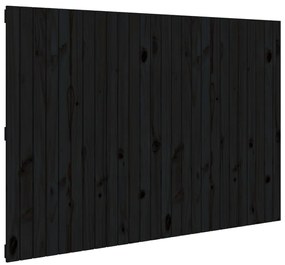Testiera da parete nera 166x3x110 cm in legno massello di pino