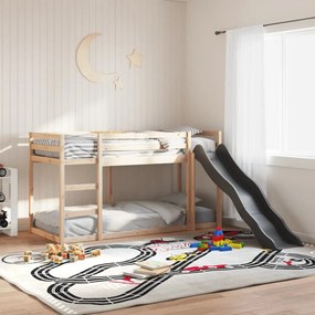 Letto A Castello Scivolo E Scala 80x200 Cm Legno Massello Pino /