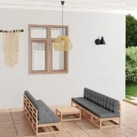 Set Divani da Giardino 9 pz con Cuscini Legno Massello di Pino cod mxl 44617