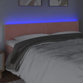Testiera a led rosa 180x5x78/88 cm in velluto