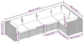 Set Divani da Giardino 5 pz con Cuscini in Polyrattan Marrone