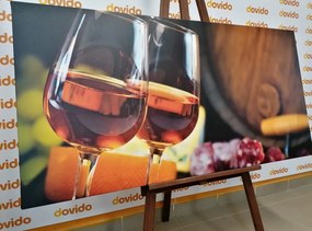 Stampa su tela – Vino rosato nei calici