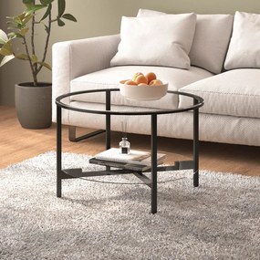 Tavolino Da Salotto Nero E Trasparente 70 Cm İn Vetro Temperato /